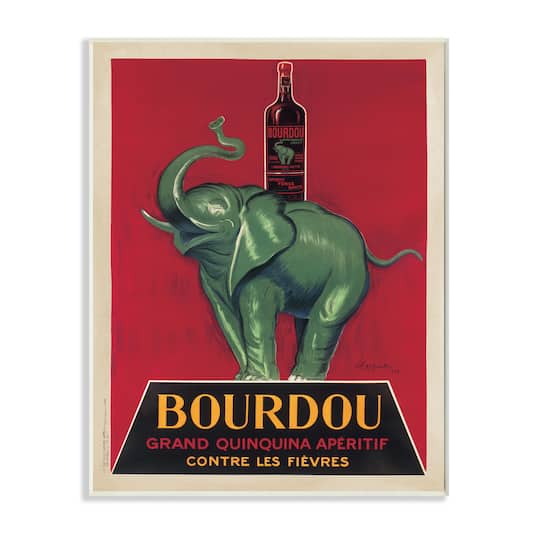 Stupell Industries Bourdou Vintage Elephant Advertisement Bar Illustration Wall Plaque